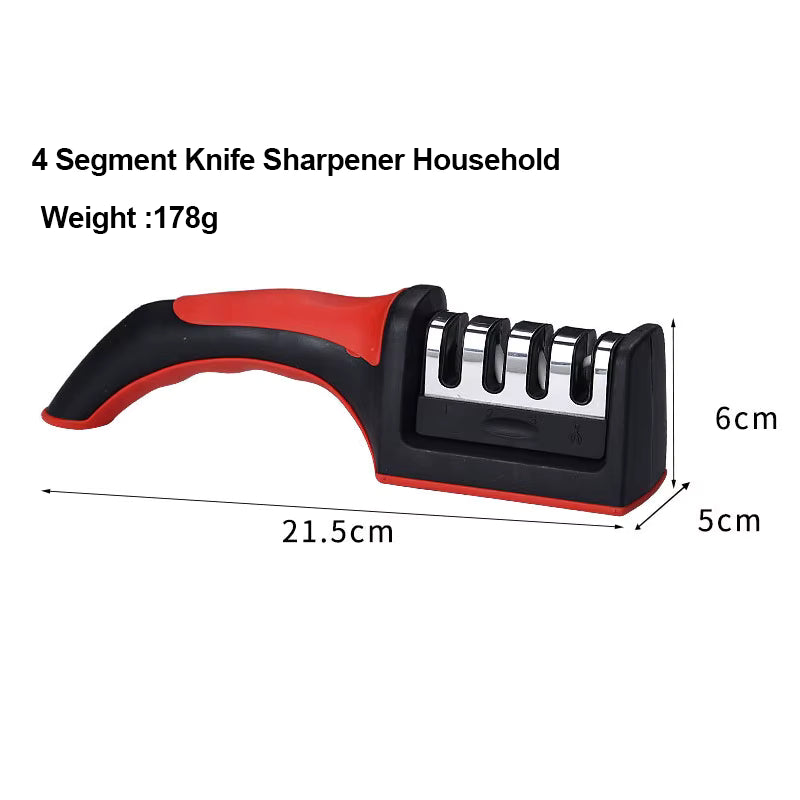 Kitchen 4Segment Knife Sharpener Household Three-Purpose Black Sharpening Stone