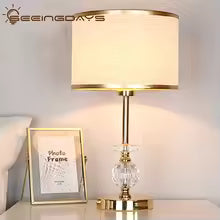 SeeingDays Golden Edge Lampshade Ball Crystal Table Lamp For Bedroom Living room