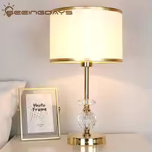 SeeingDays Golden Edge Lampshade Ball Crystal Table Lamp For Bedroom Living room