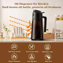 16oz/470ml Leakproof 2-in-1 Glass Oil Dispenser & Sprayer for Cooking Air Fryer BBQ Baking Salad - Olive Oil Sprayer Bottle