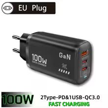 100W GaN PD Type C Charger USB QC 3.0 for Laptop IPad PPS Fast Charge EU for Samsung Xiaomi iPhone 17 16 15 Pro Max Mobile Phone