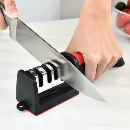 Kitchen 4Segment Knife Sharpener Household  Three-Purpose Black Sharpening Stone