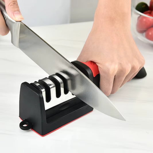 Kitchen 4Segment Knife Sharpener Household  Three-Purpose Black Sharpening Stone