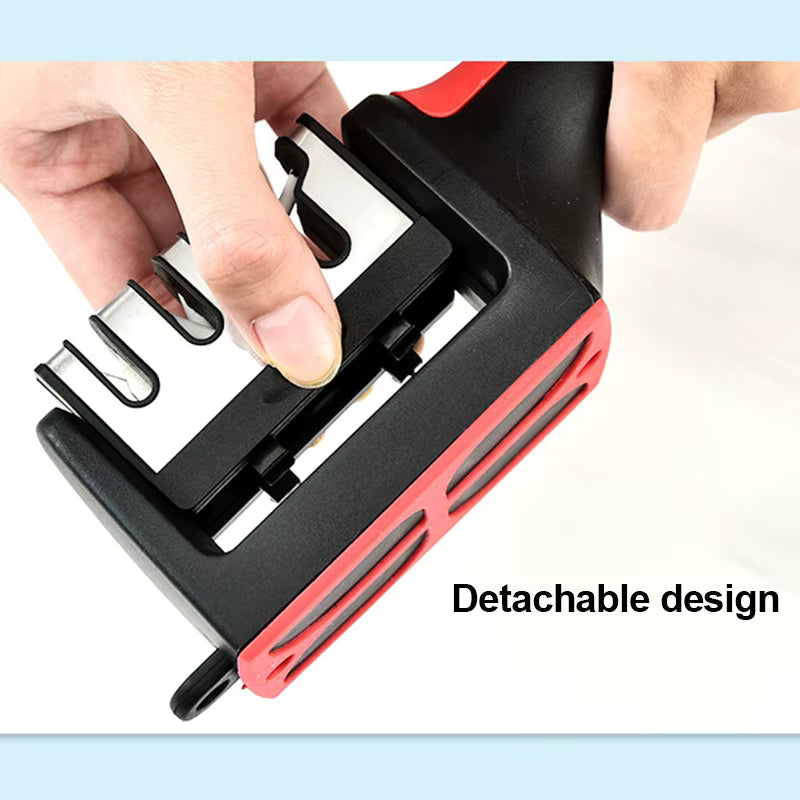 Kitchen 4Segment Knife Sharpener Household  Three-Purpose Black Sharpening Stone