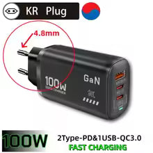 100W GaN PD Type C Charger USB QC 3.0 for Laptop IPad PPS Fast Charge EU for Samsung Xiaomi iPhone 17 16 15 Pro Max Mobile Phone