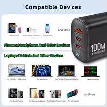 100W GaN PD Type C Charger USB QC 3.0 for Laptop IPad PPS Fast Charge EU for Samsung Xiaomi iPhone 17 16 15 Pro Max Mobile Phone