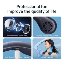 JISULIFE Portable Neck Fan,Hands-Free Bladeless, 5 Speeds,4000 mAh Rechargeable Battery,Twistable Operated Wearable Neckband Fan