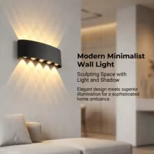 LED Wall Sconces 2W/4W/6W/8W/10W Modern Wall Light, Hardwired Aluminum Wall Lamp,Black Up Down Wall Mount Lights for Living Roo