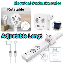 4 Styles Electrical Outlet Extender Plug Wall Outlet Extender Extendable Wall Socket Rotatable Folding Portable Power Socket