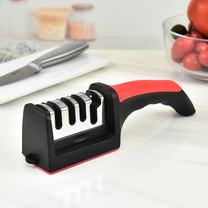 Kitchen 4Segment Knife Sharpener Household  Three-Purpose Black Sharpening Stone