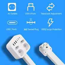 4 Styles Electrical Outlet Extender Plug Wall Outlet Extender Extendable Wall Socket Rotatable Folding Portable Power Socket