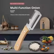 3-in-1 Stainless Steel Vegetable Peeler Peeling Knife With Wooden Handle And Bottle Opener Kitchen Tool