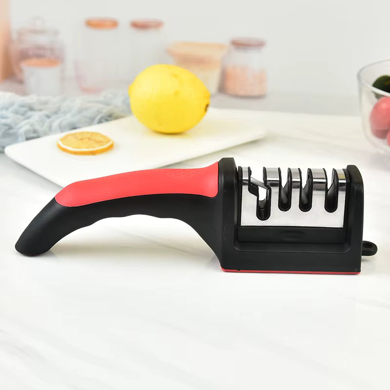 Kitchen 4Segment Knife Sharpener Household  Three-Purpose Black Sharpening Stone